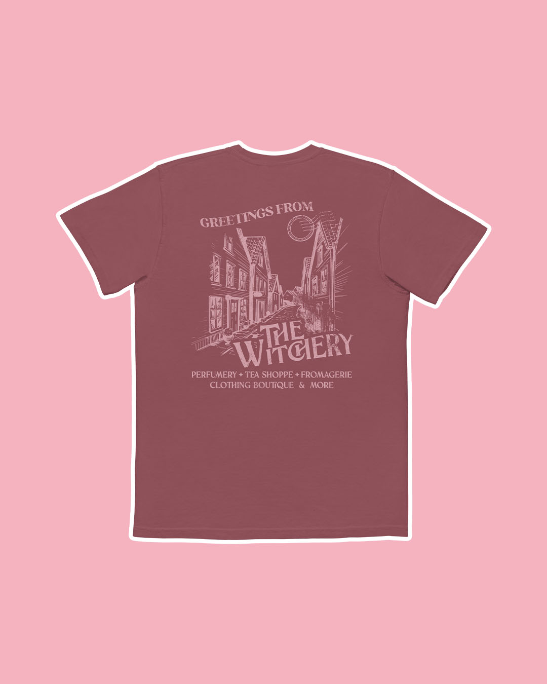 Back of the Witchery pocket tee featuring the phrase &