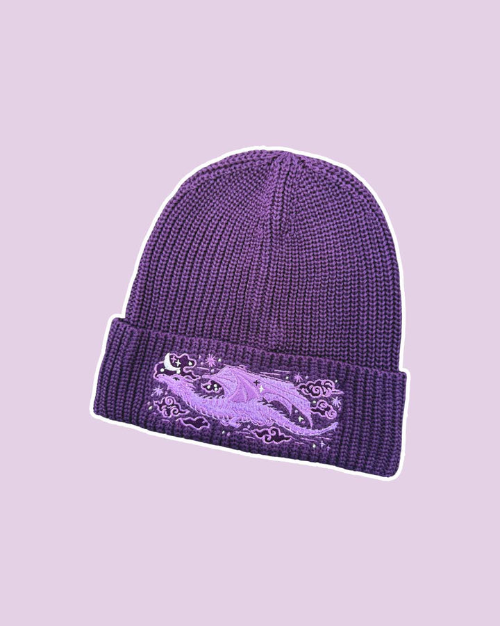 Dragon Rib Knit Beanie - Purple