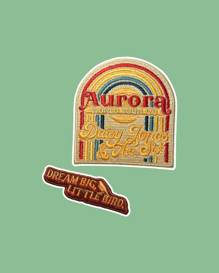 Daisy Jones patch set featuring a design for the Aurora World Tour &