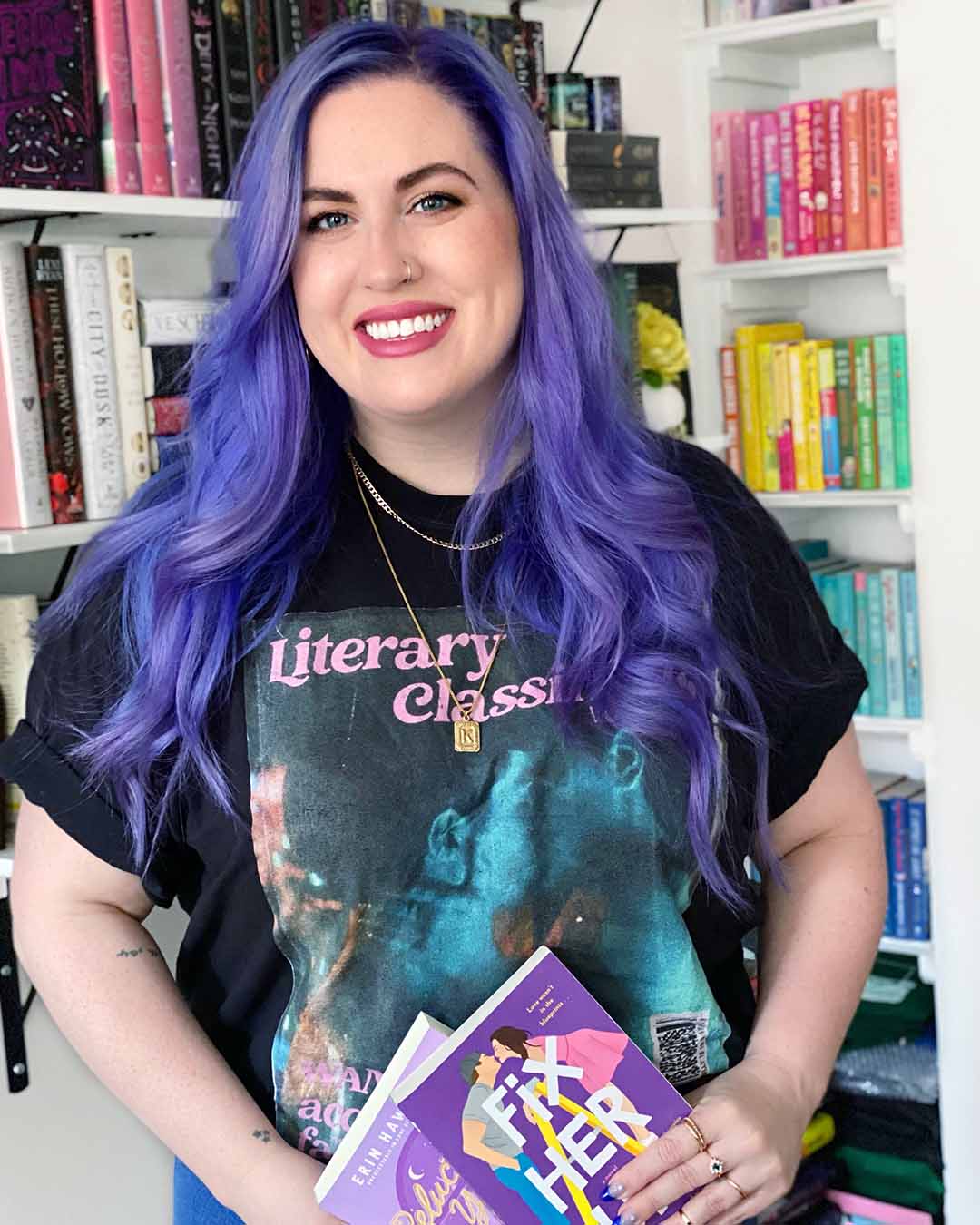 Bookish shirt for romance readers featuring a &