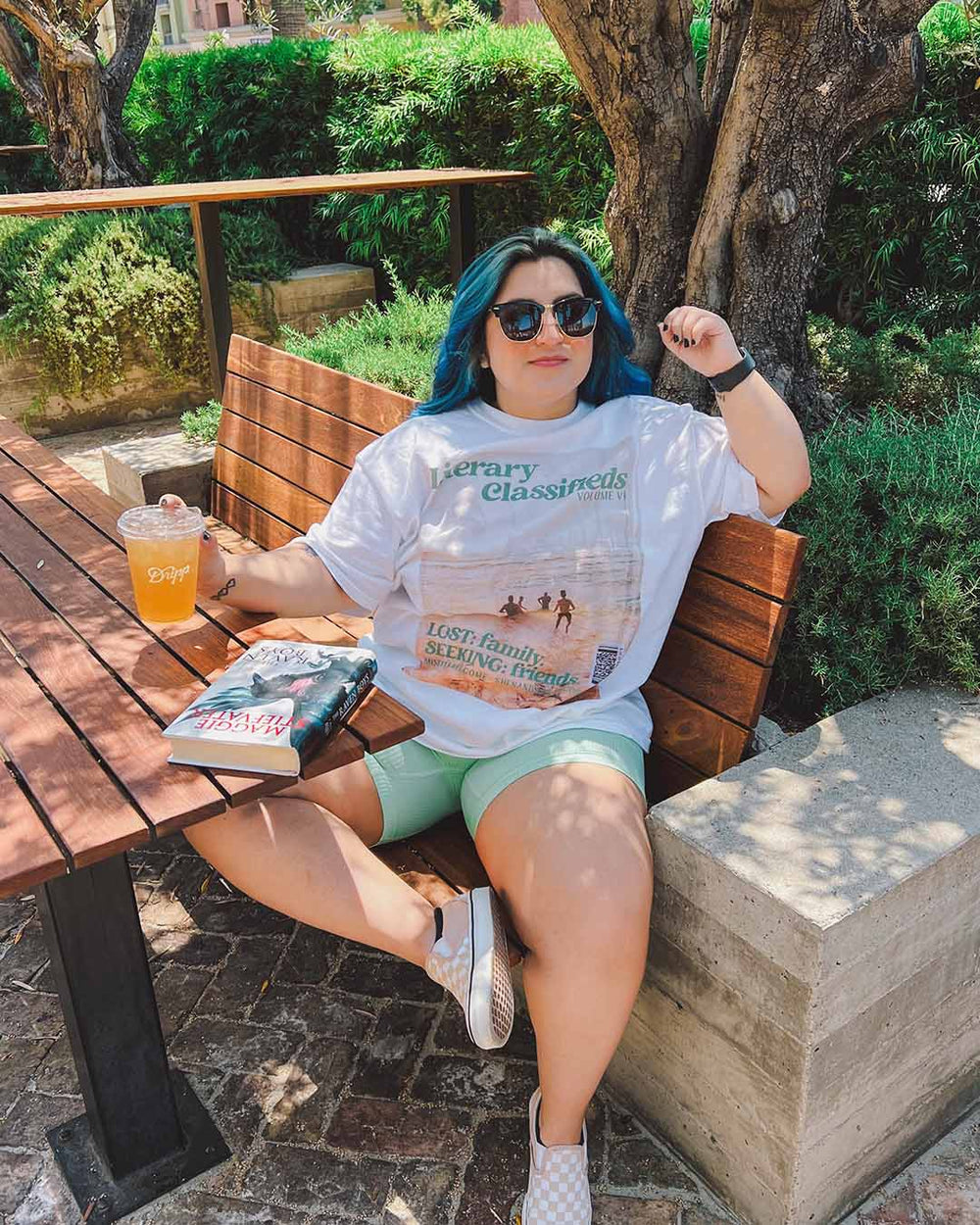 Bookish shirt for book lovers featuring a 'Literary Classifieds' shirt for fans of the found family trope.