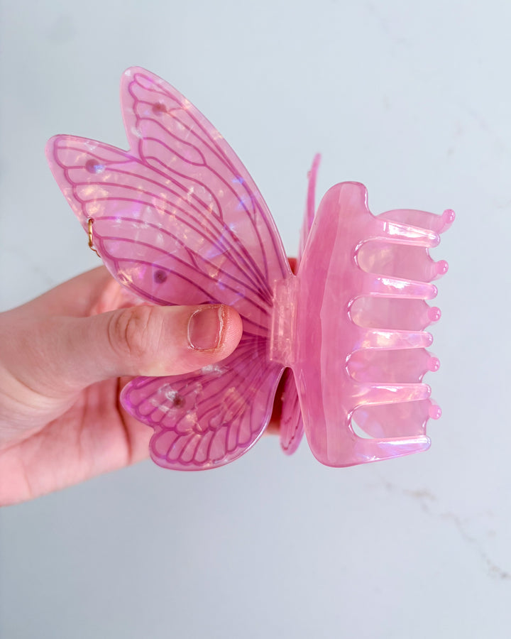 Fairy Wings Hair Claw Clip - Pink