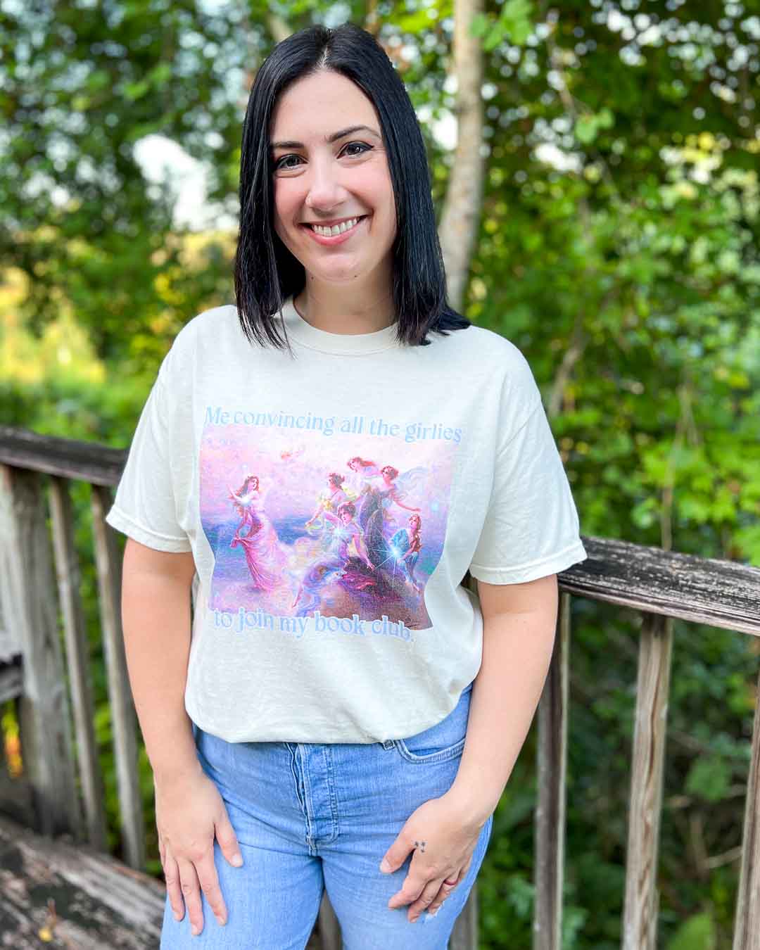 Bookish tee featuring a fine art painting with the quote, &