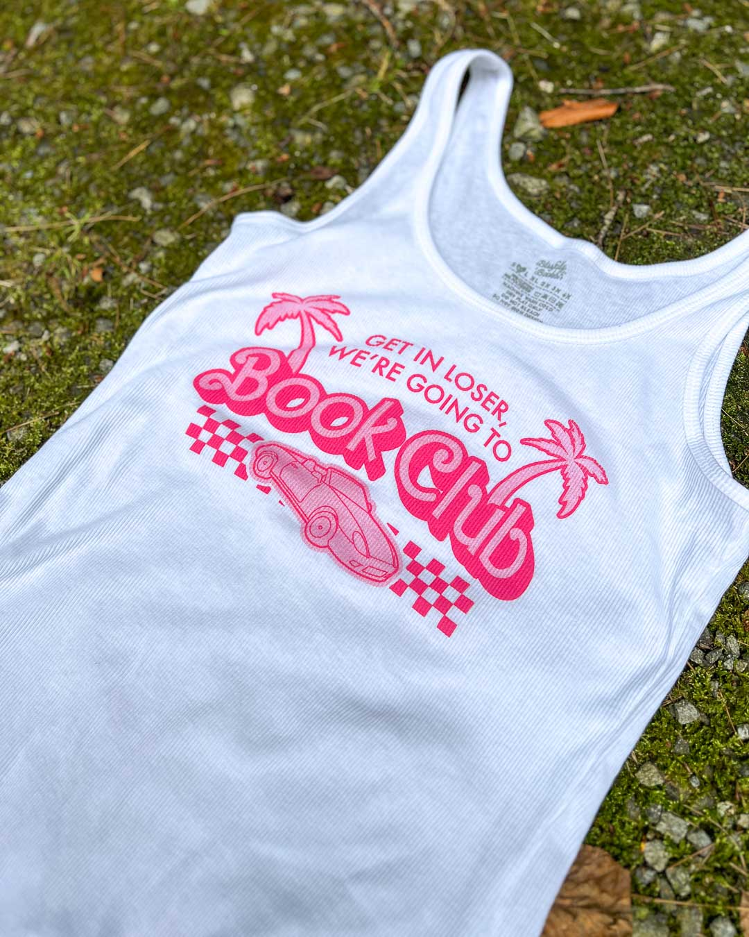 White book club tank top designed with the quote &