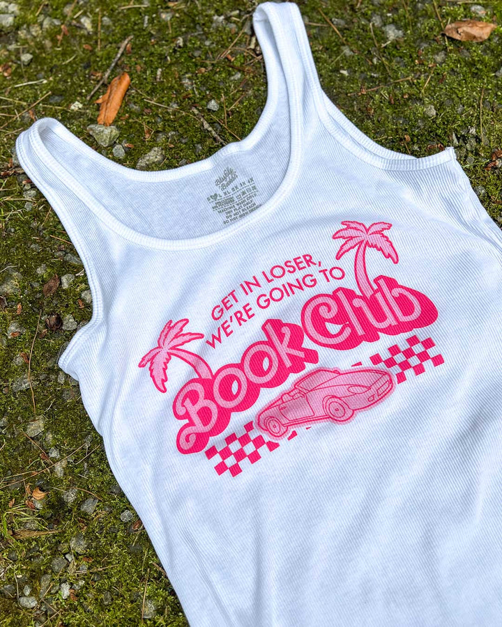 Bookish shirt in white and pink featuring the line &