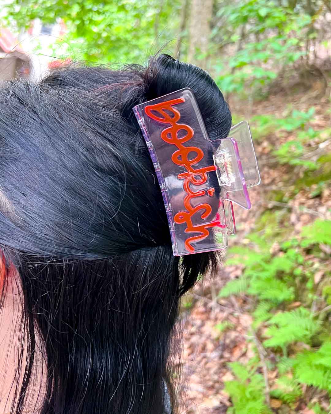 Bookish hair clip in transparent acetate with &