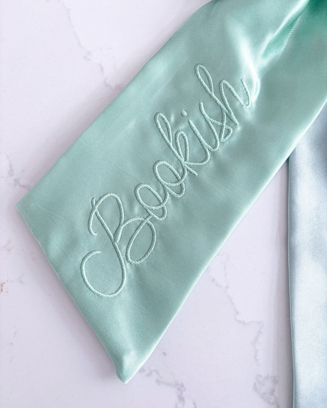 Bookish Satin Hair Bow Clip - Pale Eucalyptus