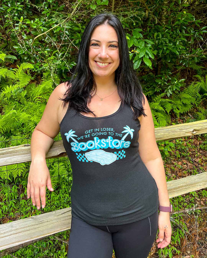 Bookish shirt in blue and black featuring the line &