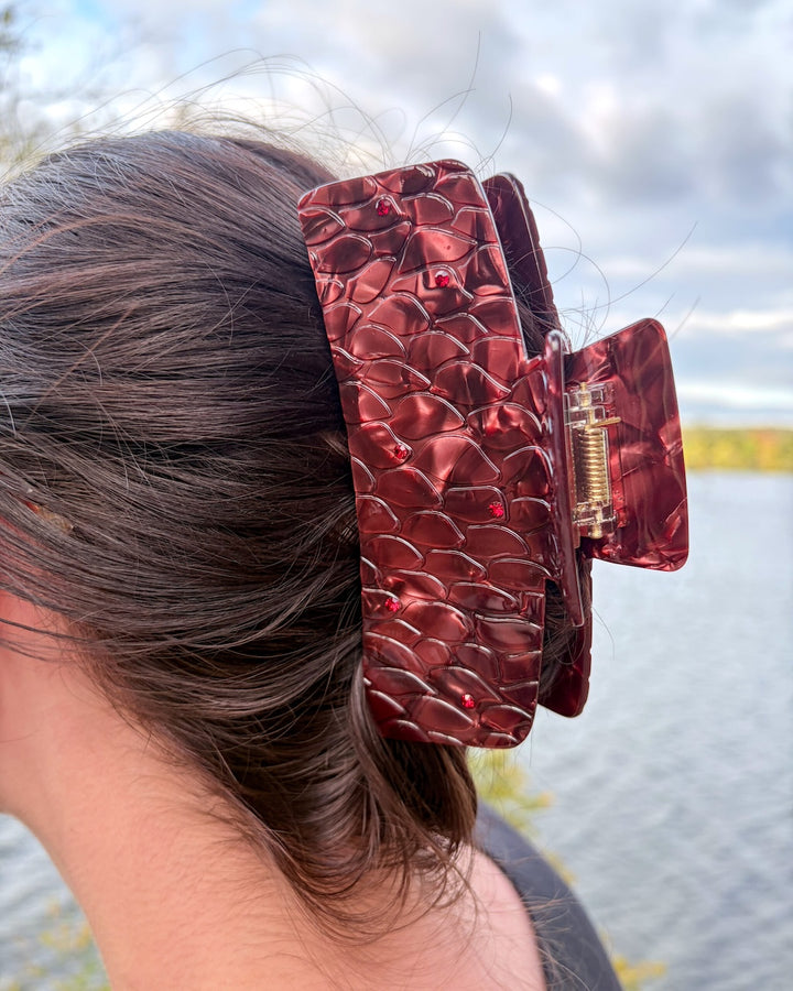 Dragon Scales Hair Claw Clip - Burgundy