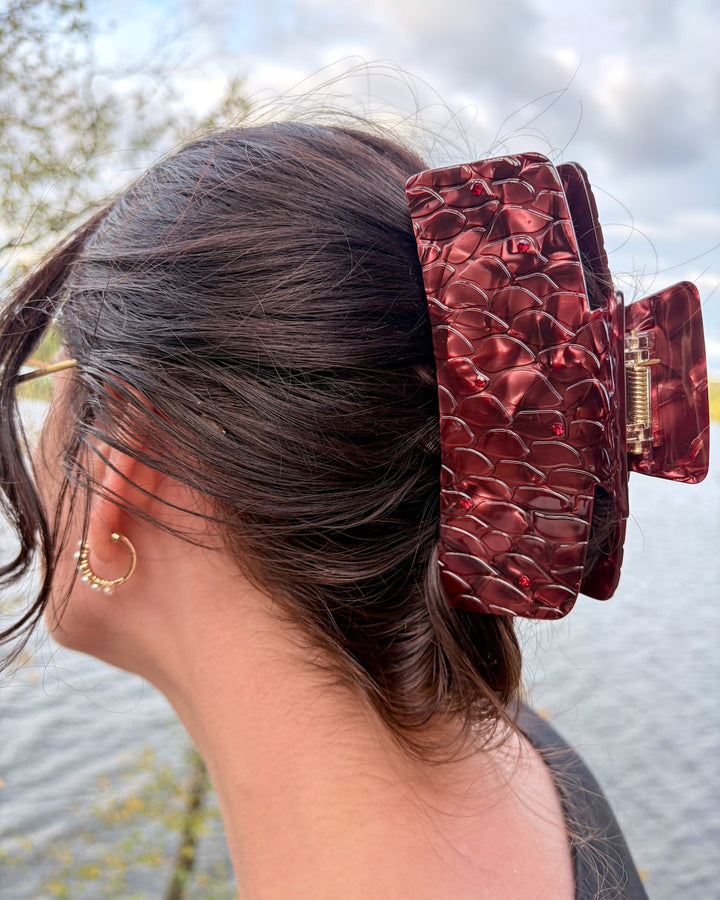 Dragon Scales Hair Claw Clip - Burgundy