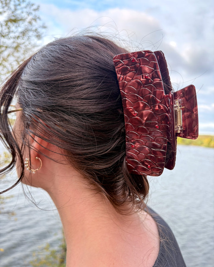 Dragon Scales Hair Claw Clip - Burgundy