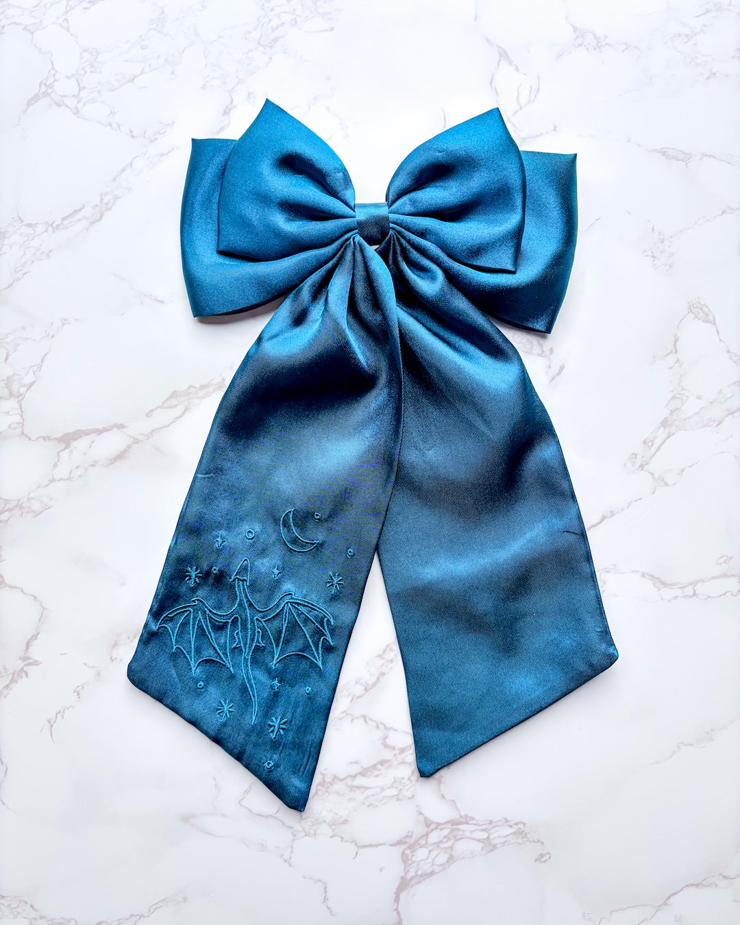 Celestial Dragon Satin Hair Bow Clip