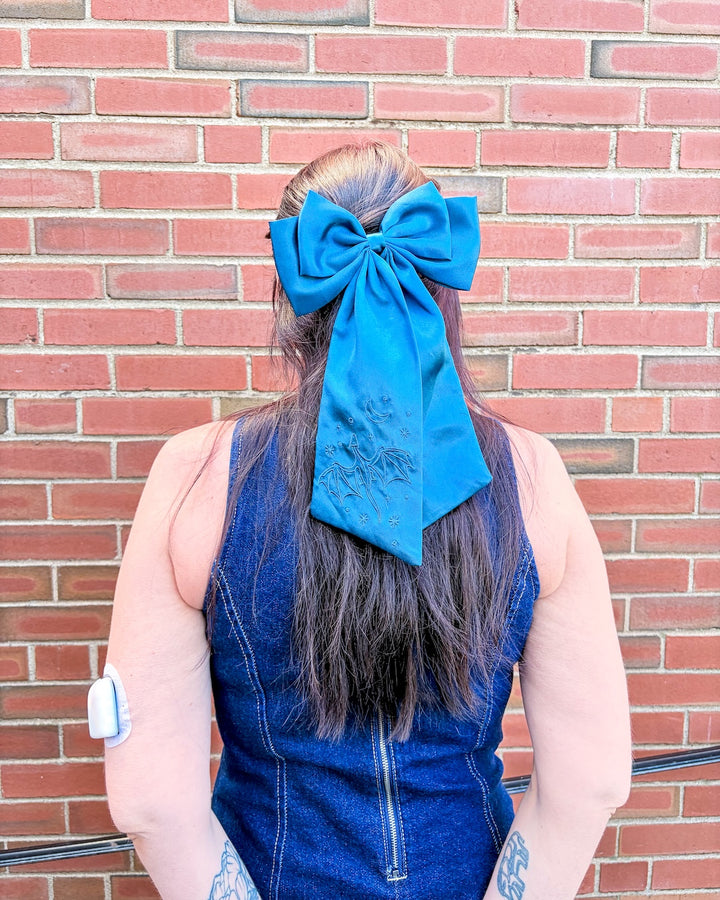 Celestial Dragon Satin Hair Bow Clip