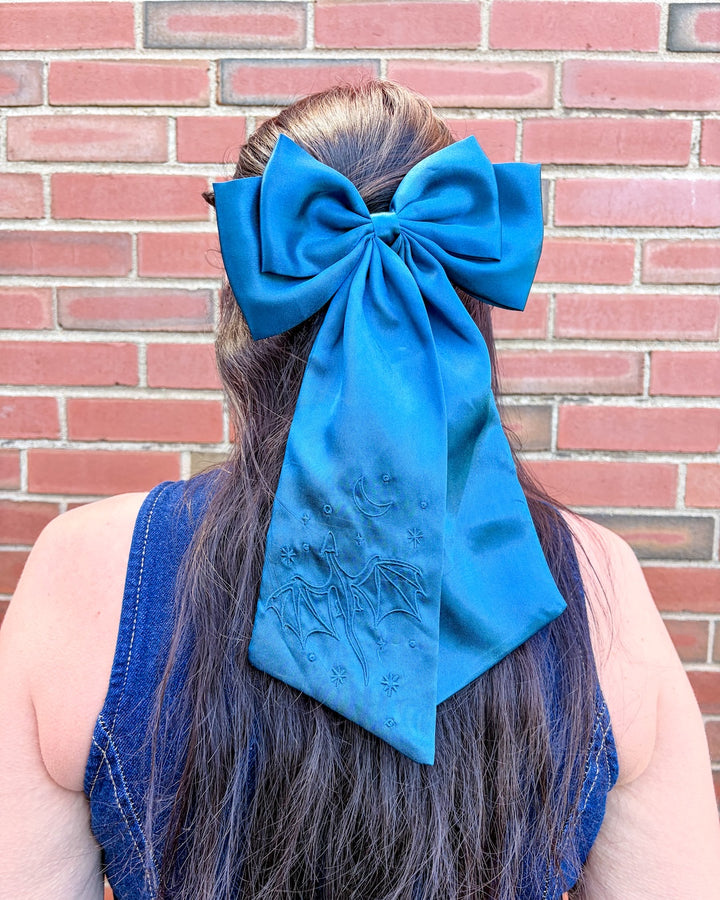 Celestial Dragon Satin Hair Bow Clip