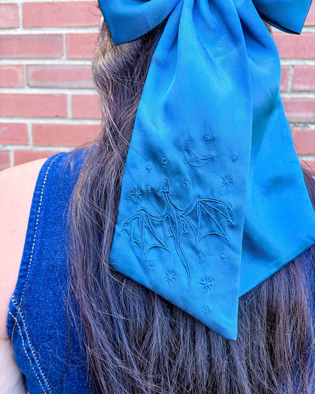 Celestial Dragon Satin Hair Bow Clip