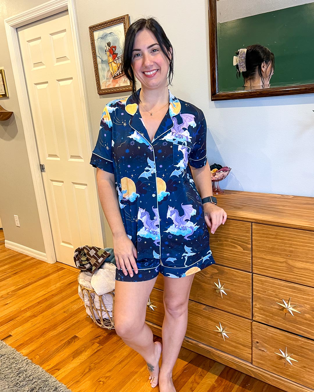 Celestial Dragons Bamboo Pajama Set - Shorts