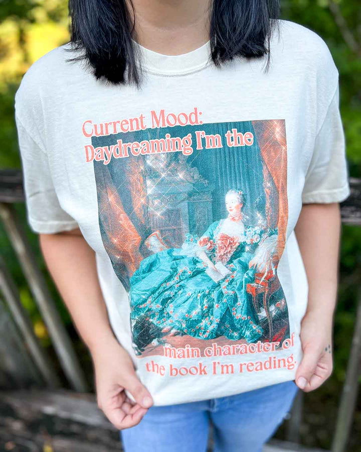 Bookish tee featuring a fine art painting with the quote, &