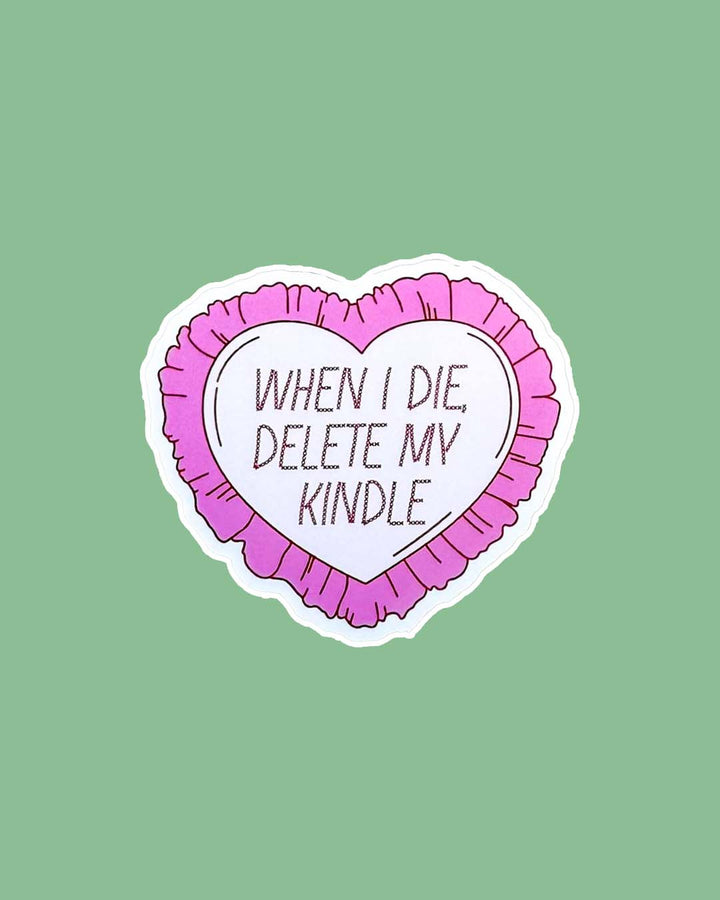 Bookish sticker featuring the phrase &