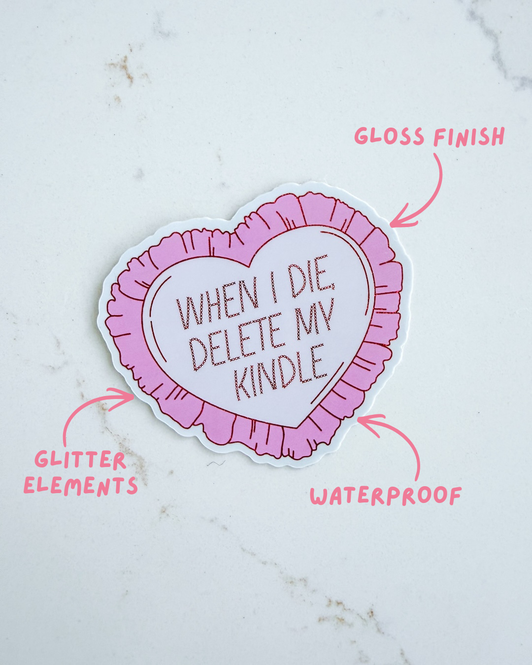 Delete My Kindle Glitter Sticker