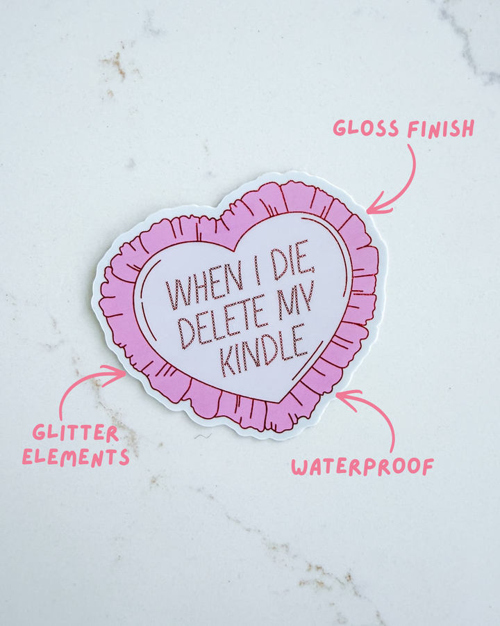 Delete My Kindle Glitter Sticker