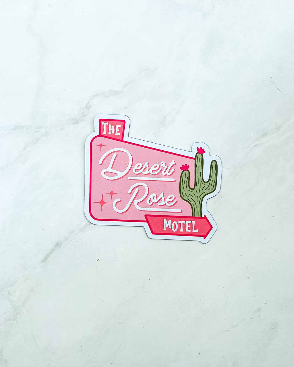 PWMOV magnet for Emily Henry readers featuring a design for the Desert Rose Motel sign.