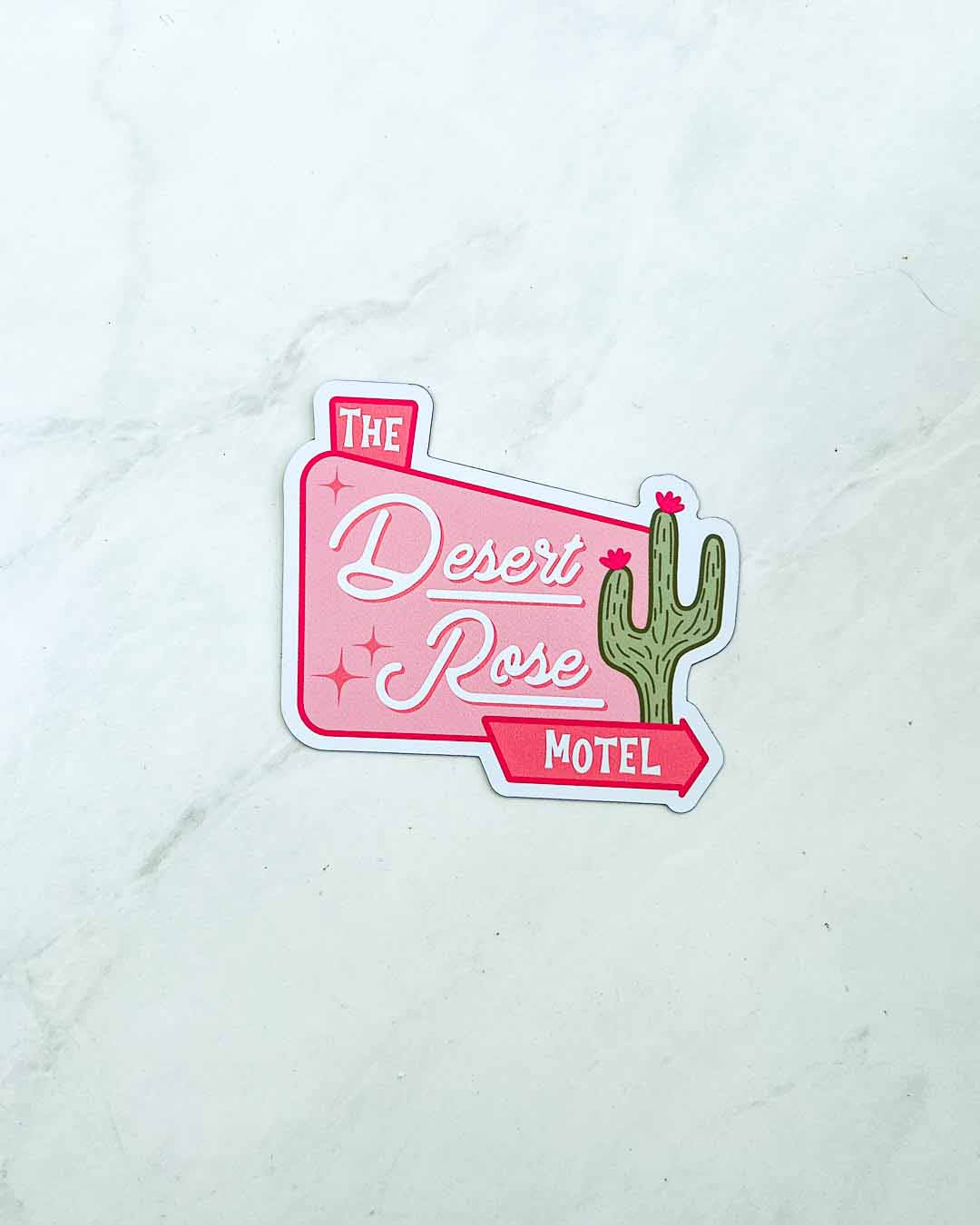PWMOV magnet for Emily Henry readers featuring a design for the Desert Rose Motel sign.