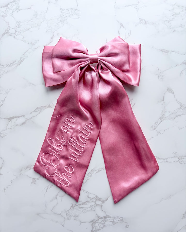 Dibs on the Villain Satin Hair Bow Clip