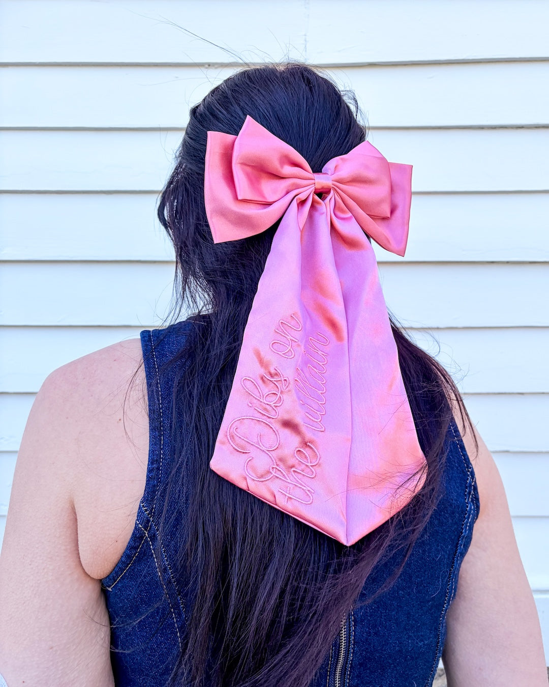 Dibs on the Villain Satin Hair Bow Clip