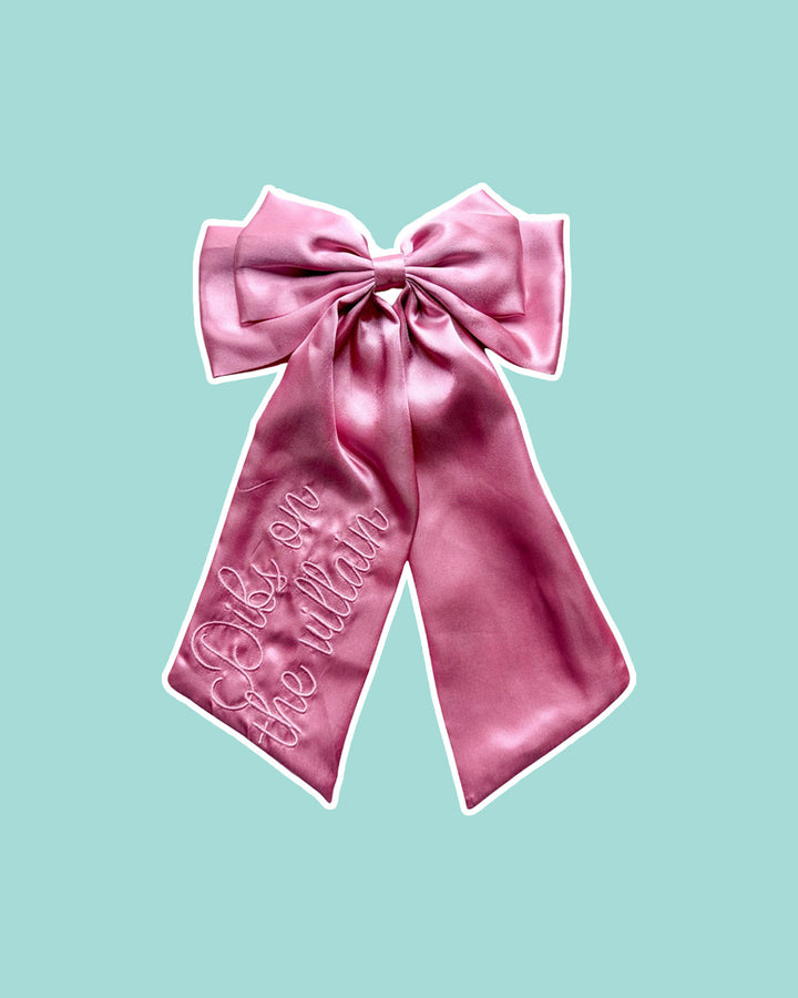 Dibs on the Villain Satin Hair Bow Clip