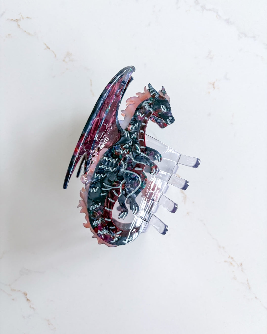Dragon Hair Claw Clip - Small Midnight Berry