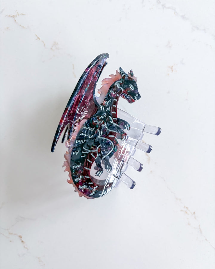 Dragon Hair Claw Clip - Small Midnight Berry