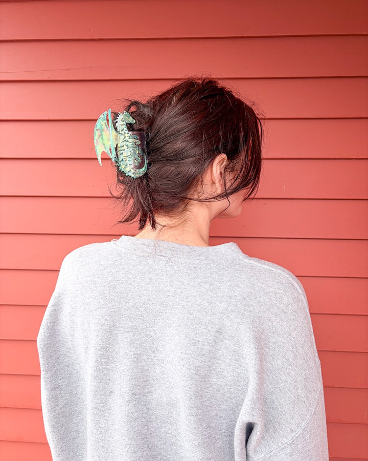Dragon Hair Claw Clip - Small Seafoam
