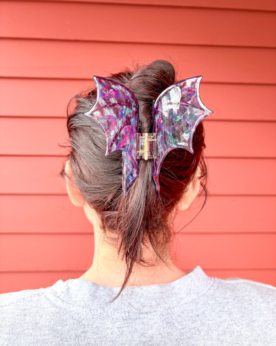 Dragon Wings Hair Claw Clip - Plum Galaxy