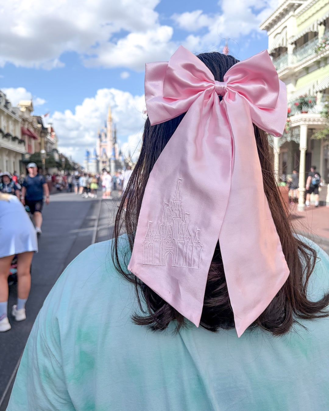 Enchanted Kingdom Castle Satin Hair Bow Clip