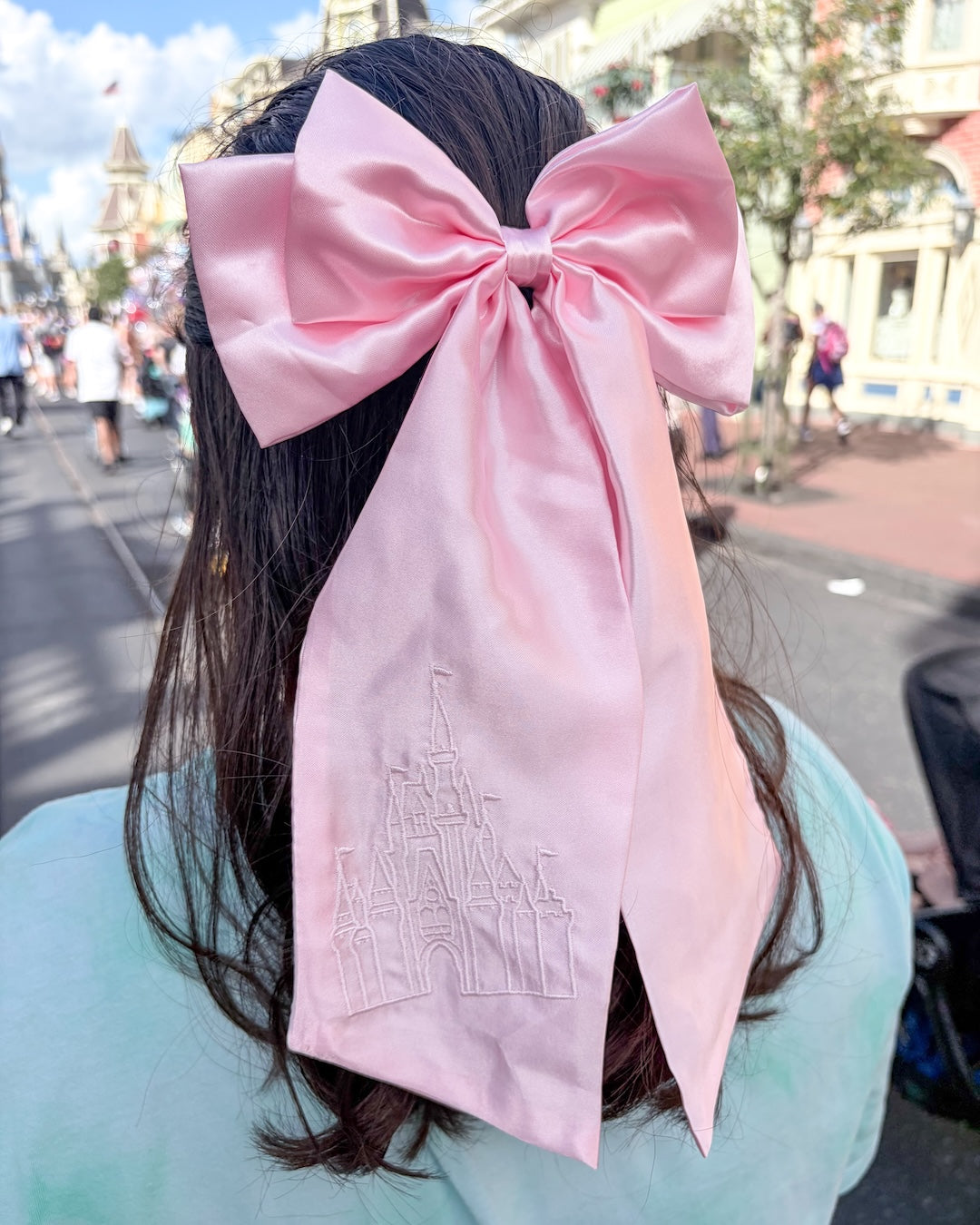 Enchanted Kingdom Castle Satin Hair Bow Clip