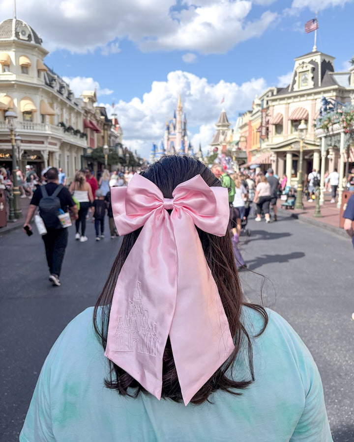 Enchanted Kingdom Castle Satin Hair Bow Clip