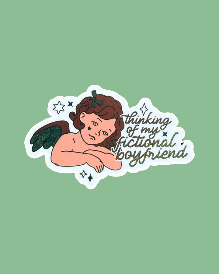 Thinking of My Fictional Boyfriend Glitter Sticker