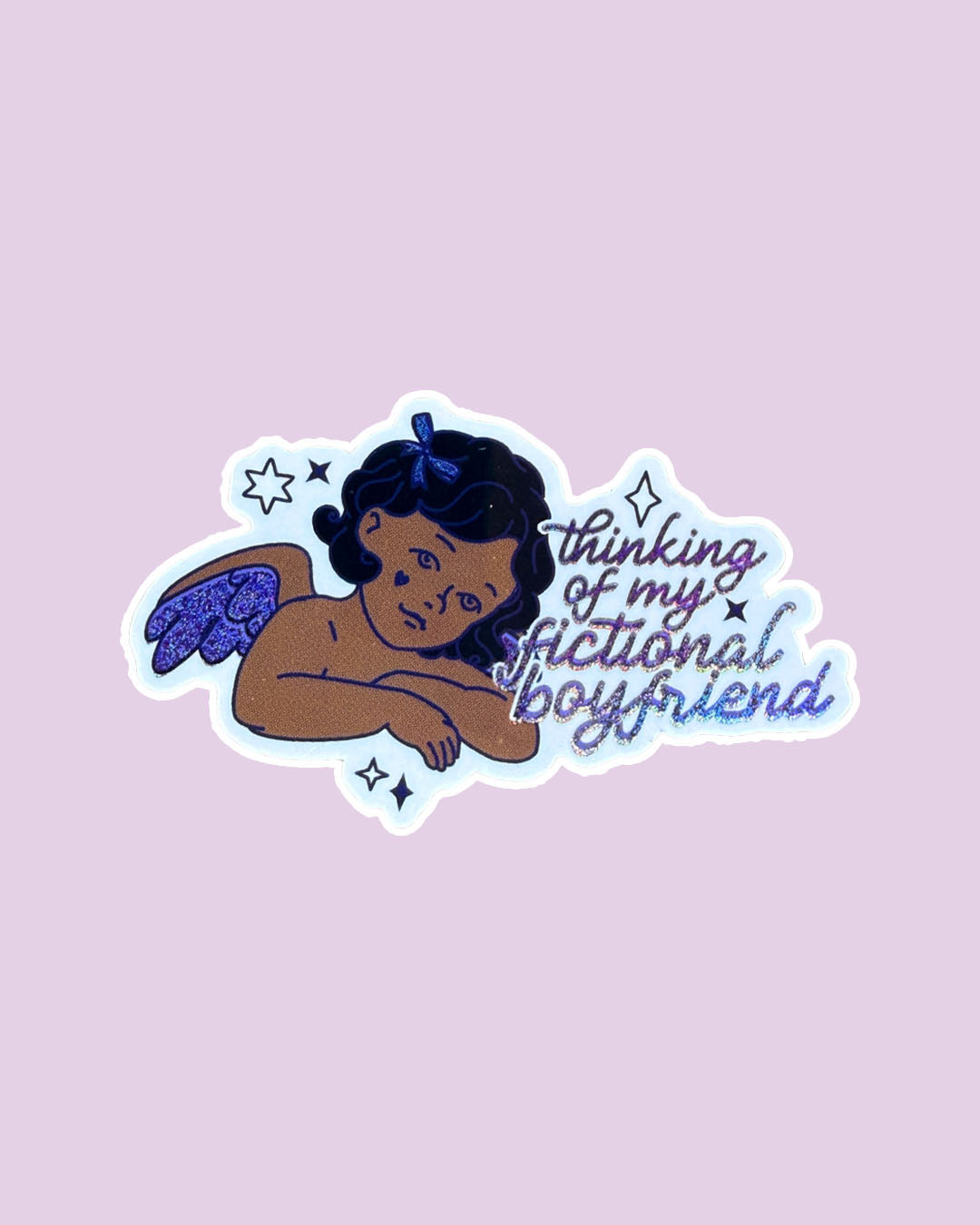 Thinking of My Fictional Boyfriend Glitter Sticker