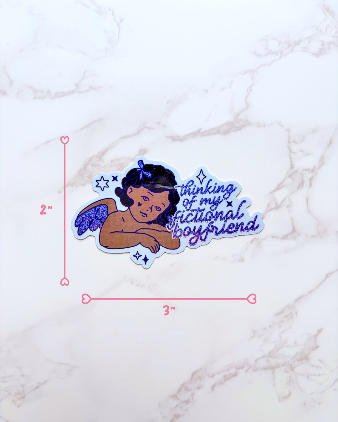 Thinking of My Fictional Boyfriend Glitter Sticker