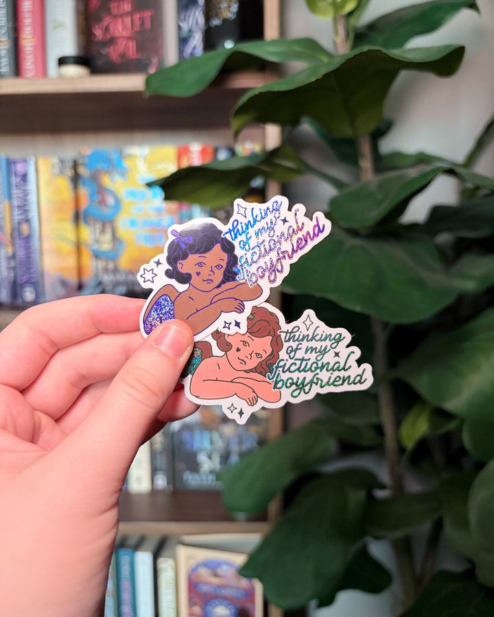 Thinking of My Fictional Boyfriend Glitter Sticker