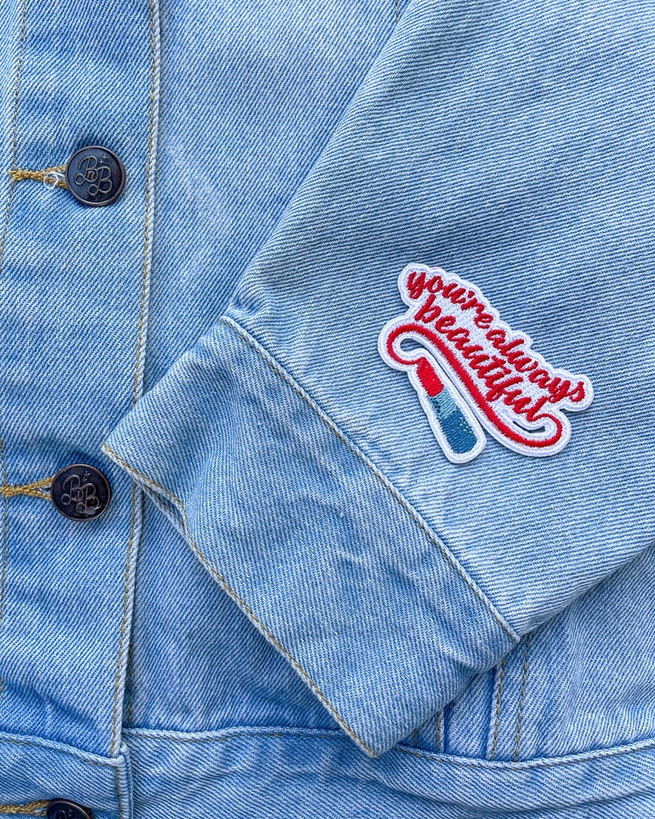 Romance patch for The Hating Game fans featuring the quote &