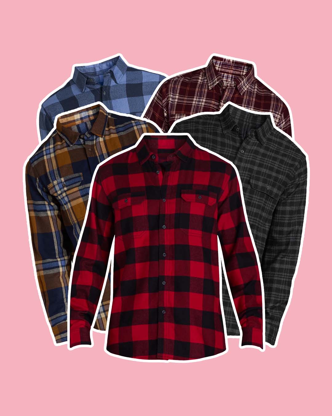 Five comfortable flannels in a variety of colors for hand screenprinted bookish designs.