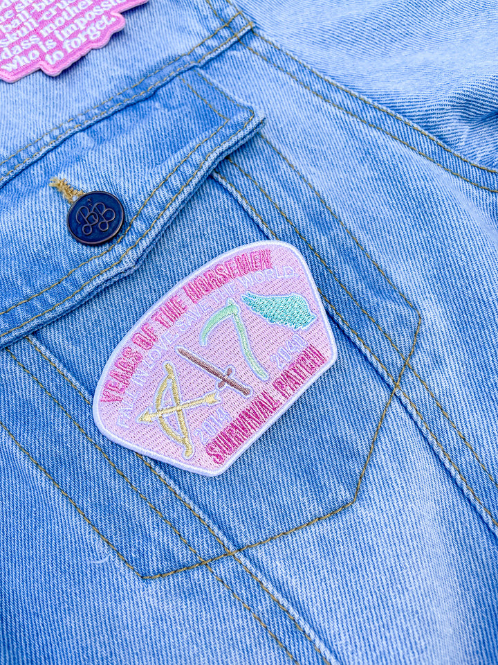 Laura Thalassa patch for The Four Horsemen fans featuring a survival patch for the years of the horsemen with the tagline &