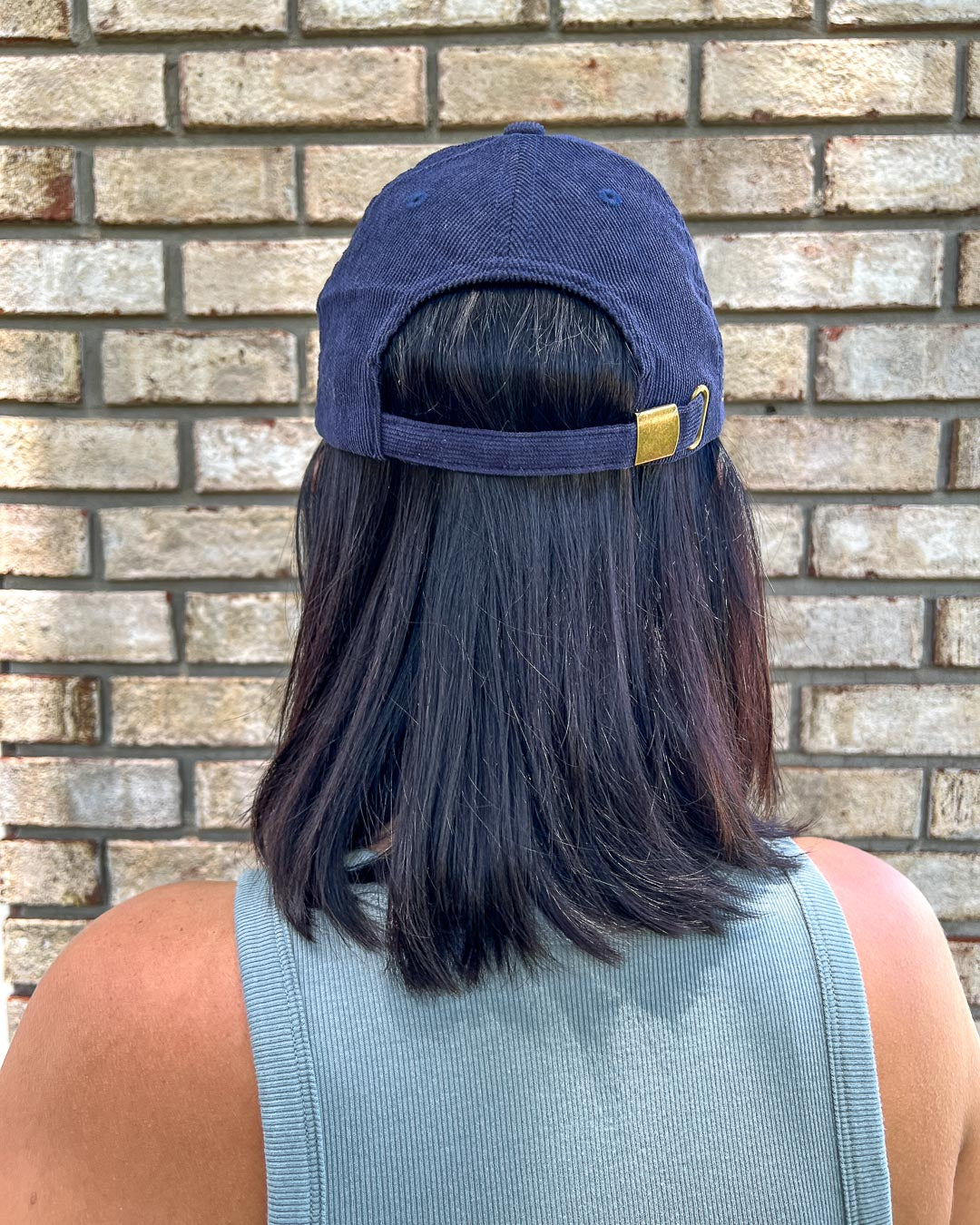 Back of the Kate Golden hat for If Not For My Baby fans featuring the navy blue corduroy.