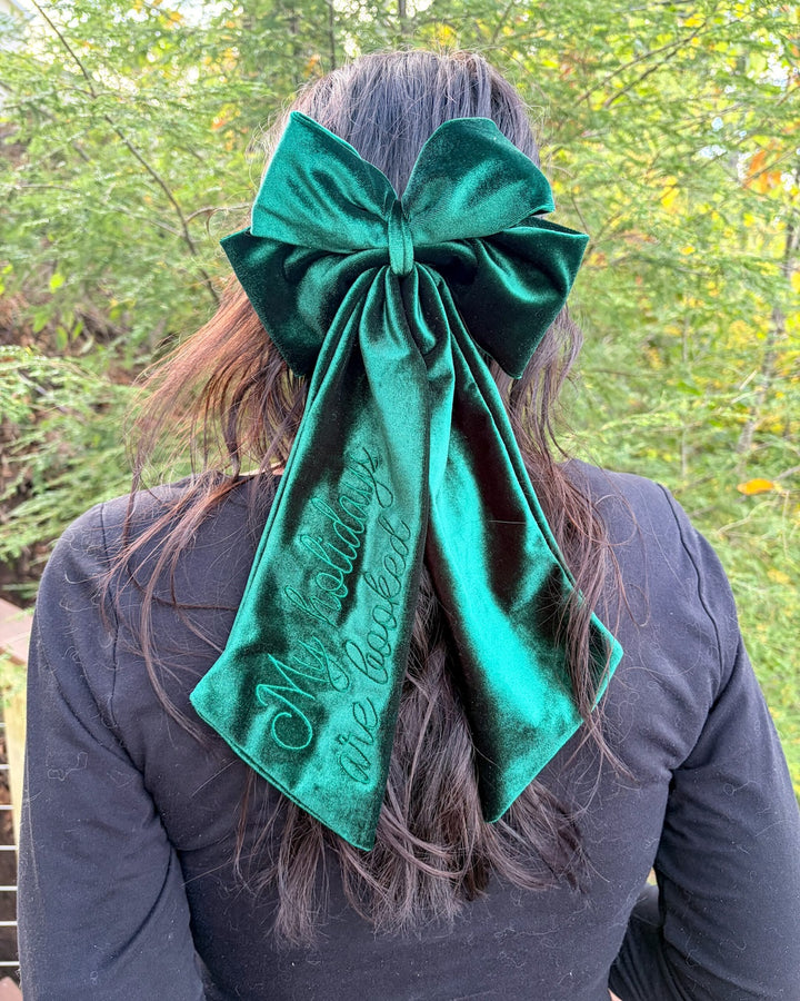 Holidays Are Booked Velvet Hair Bow Clip