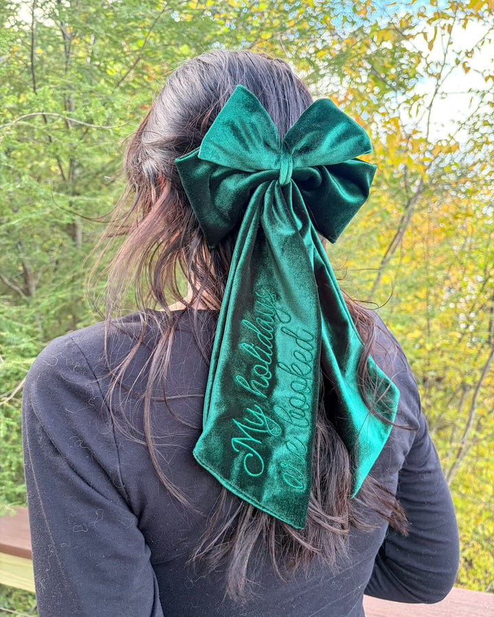 Holidays Are Booked Velvet Hair Bow Clip