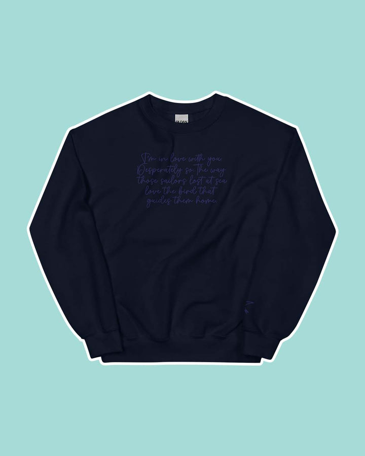 A Dawn of Onyx sweatshirt with the quote &