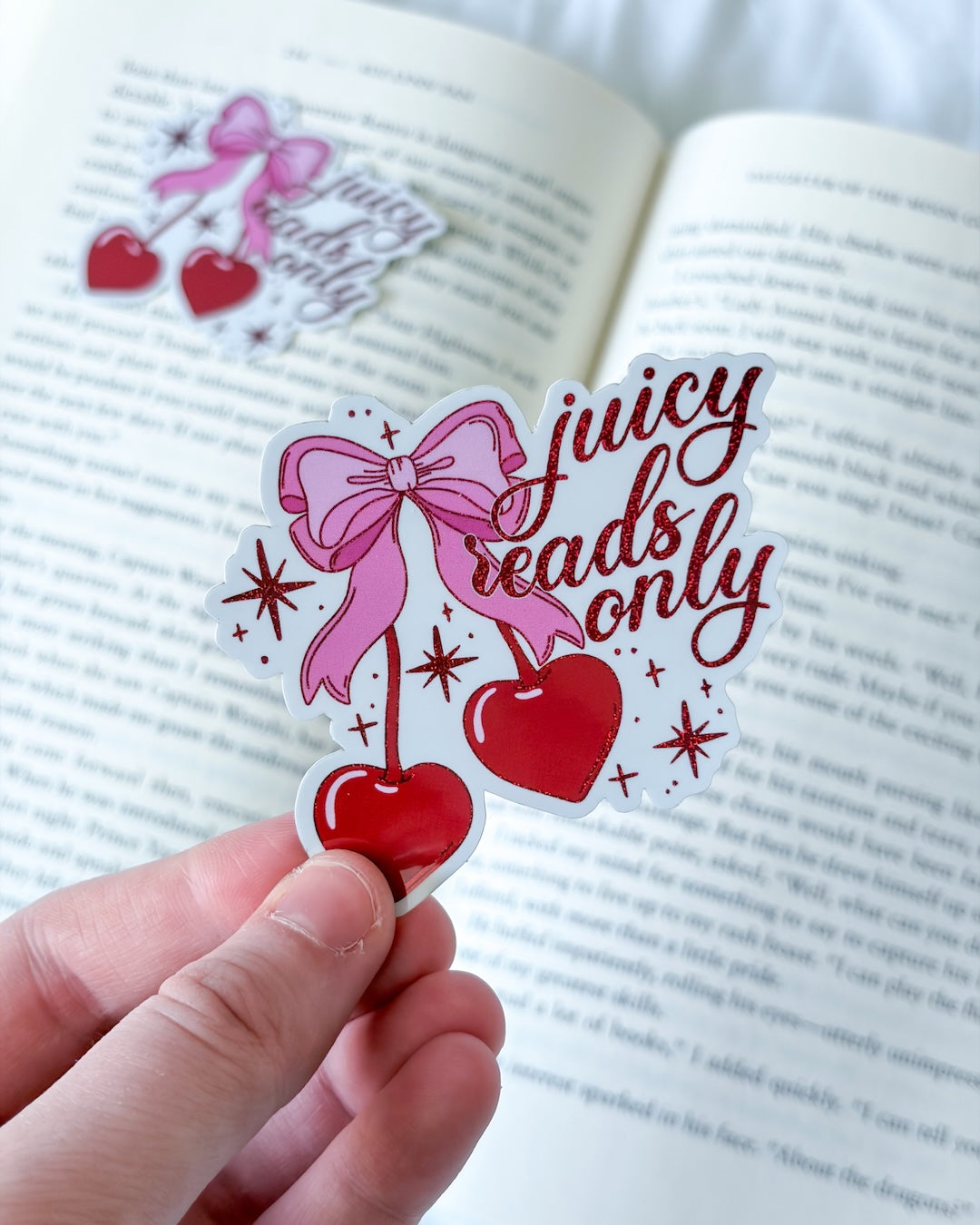 Juicy Reads Only Glitter Sticker