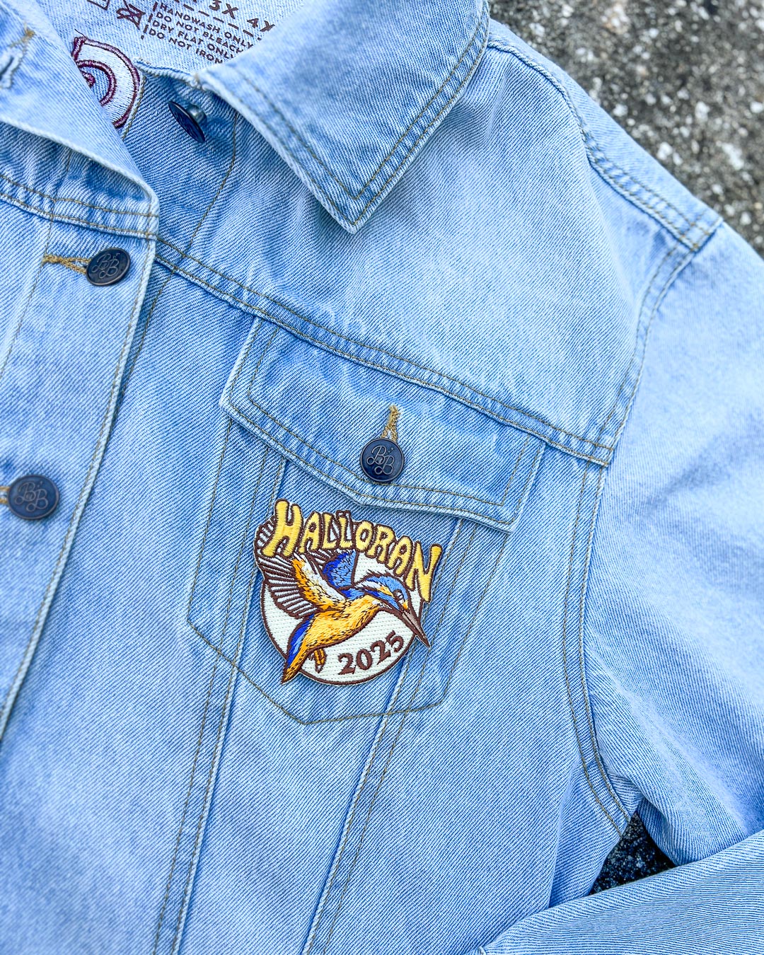Kate Golden patch for If Not For My Baby fans modeled on the upper pocket of a jean jacket featuring &