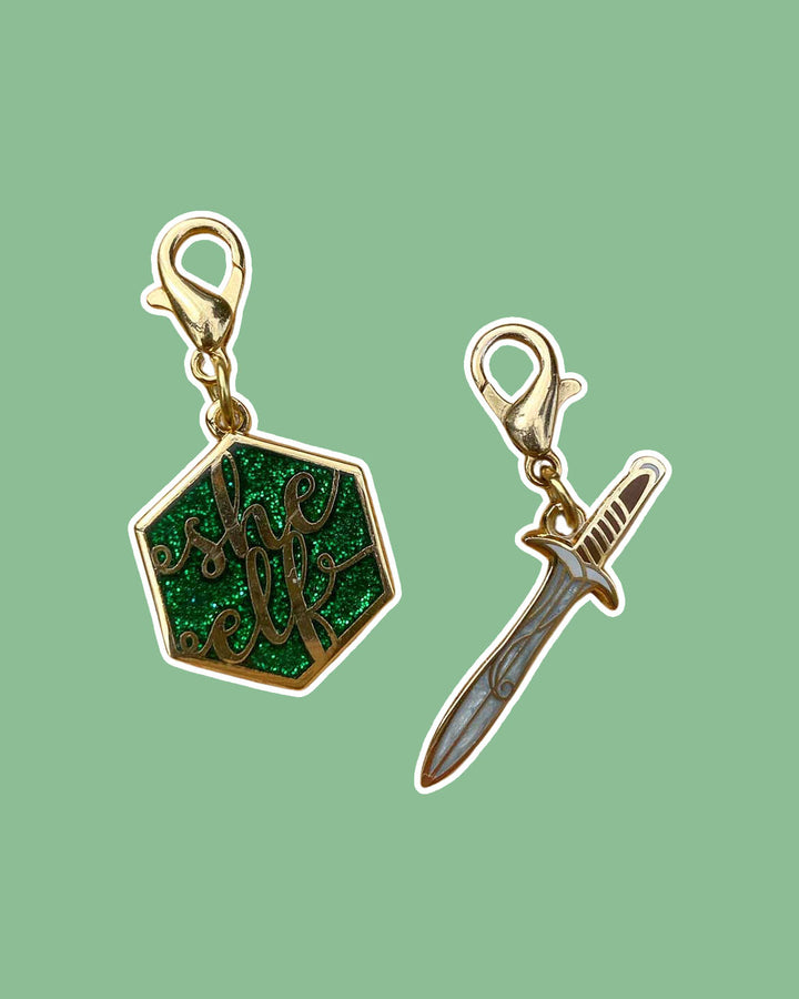 LOTR charm set featuring a green glitter &